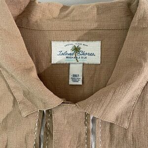 Island Shores Men's Casual Button Down Shirt - Tan